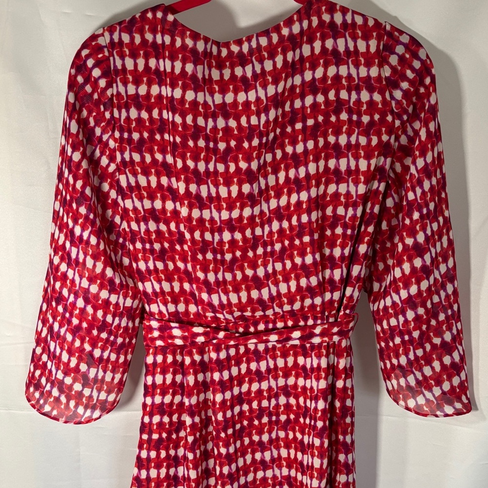 Maggy London Red and White Wrap Dress SZ 8 - Picture 5 of 7